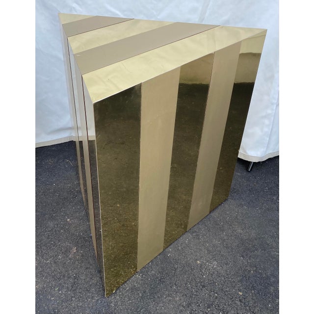 Paul Evans Paul Evans Style Mid-Century Modern Gold Cityscape Triangular End Side Table For Sale - Image 4 of 11