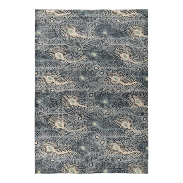 Rug & Kilim’s Oversized Plume Rug in Blue, 12x14 For Sale