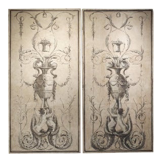 Large Neoclassical Grisaille Paintings From Siena Italy, Circa 1810 - a Pair