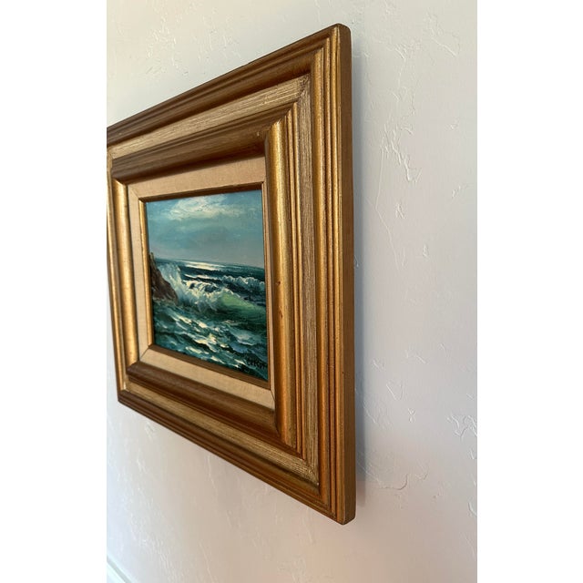 Vintage Original Oil Painting; Framed Seascape by David Crespi 1960s For Sale - Image 10 of 12