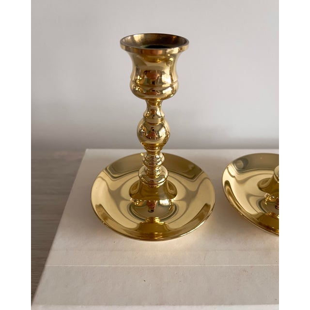 American Vintage Baldwin Solid Brass Candlesticks, Pair, Usa, Late 20th Century For Sale - Image 3 of 8