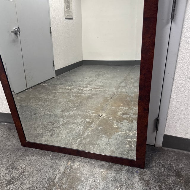Burl Wood Rectangular Beveled Mirror For Sale - Image 11 of 13