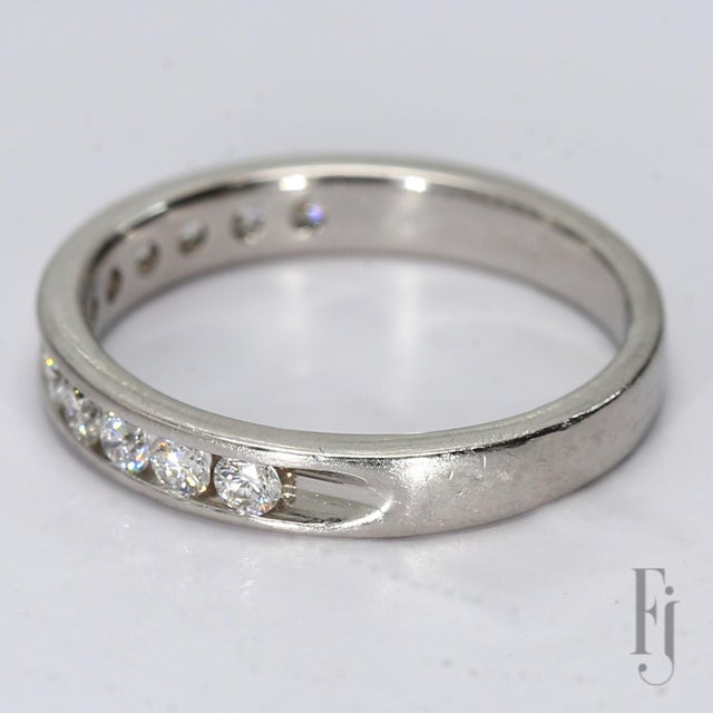 Platinum & Channel Set Diamond Ring - Size 5.75 For Sale - Image 4 of 6