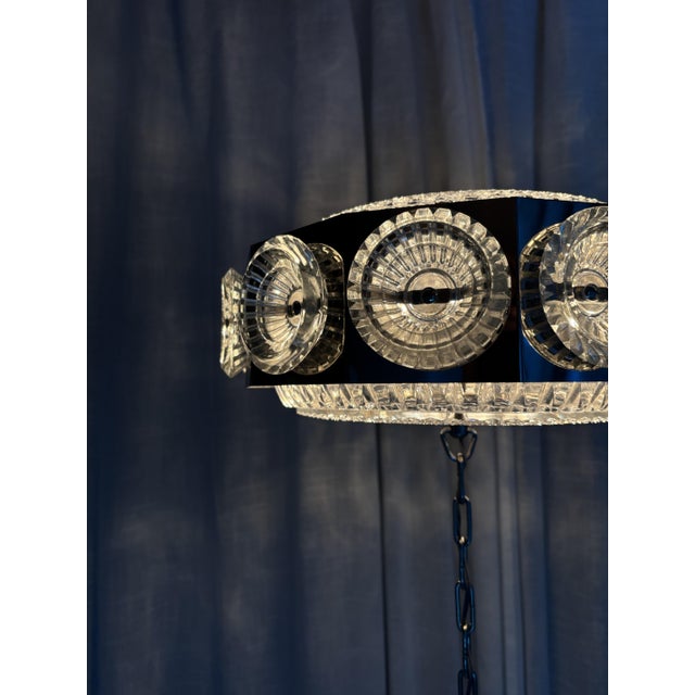 Metal Ceiling Lamp with Crystal Elements by Carl Fagerlund for Orrefors, Sweden, 1960s For Sale - Image 14 of 18