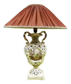 Vintage Ceramic Lamp with Fabric Lampshade