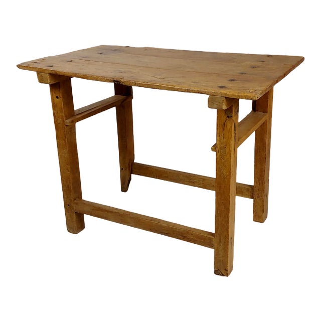 18th Century Country Farm Distressed Fruitwood Side Table For Sale