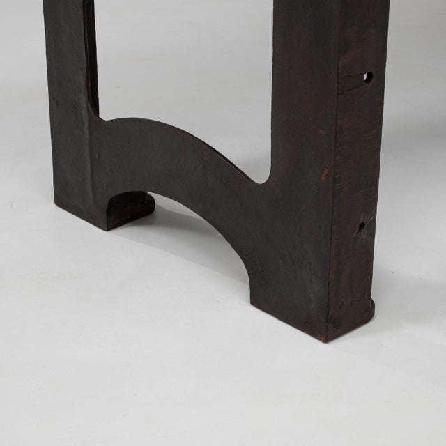 French 20th Century French Industrial Cast Iron Work Table with Wooden Top For Sale - Image 3 of 12