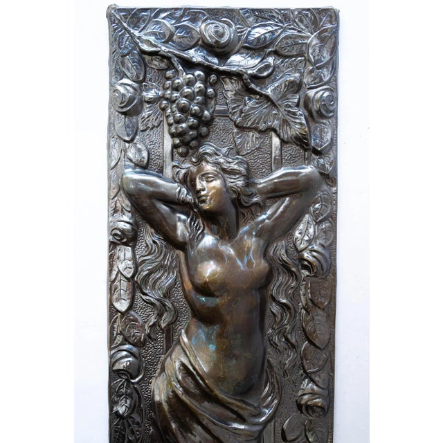 Jugendstil Brass Relief with Floral Motif, 1908 For Sale - Image 4 of 10