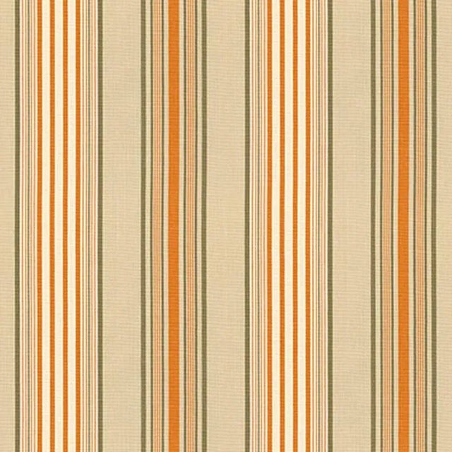 Contemporary Sample - Schumacher Saratoga Cotton Stripe Fabric in Beige/Mocha/Pumpkin For Sale - Image 3 of 3