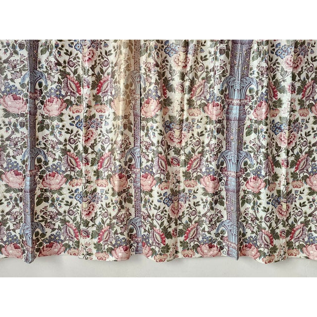 This pair of 1920s Chintz curtains features an Indian-style print, a central column reminiscent of the tree of life, and a...