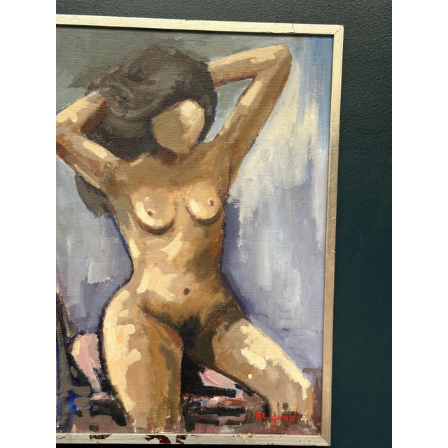 Sven Erik Lund, Model on Chair, Nude, 1950s, Oil on Canvas, Framed For Sale - Image 8 of 18