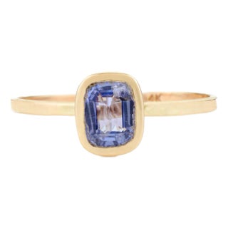 Dainty Blue Sapphire 14k Yellow Gold Promise Ring Size 7 For Sale