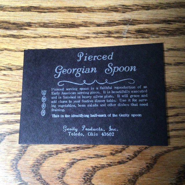 Metal Georgian Style Pierced Serving Spoon and Georgian Style Solid Serving Spoon Georgian Style Silver Plated - A Pair For Sale - Image 7 of 13