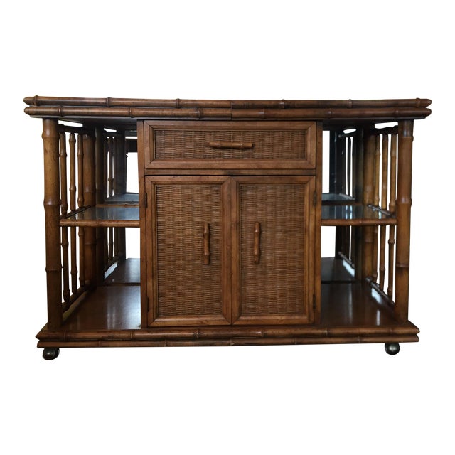 American of Martinsville Faux Bamboo and Rattan Server Chairish