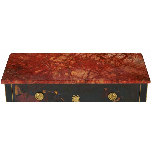 Red Early 20th Century Louis XVI Style Chinoiserie Commode, Marcel Mathelin Workshop For Sale - Image 8 of 13