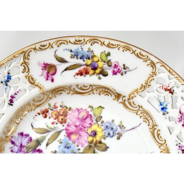 Rococo Late 19th-Century Hand Painted, Richard Klemm Porcelain Decorative Dresden Plates - Set of 6 For Sale - Image 3 of 6