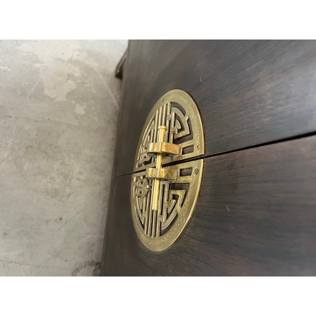 Vintage Stunning Cabinet by Kalpe of California in Dark Espresso Brown With Beautiful Solid Brass Asia Accents For Sale - Image 10 of 12