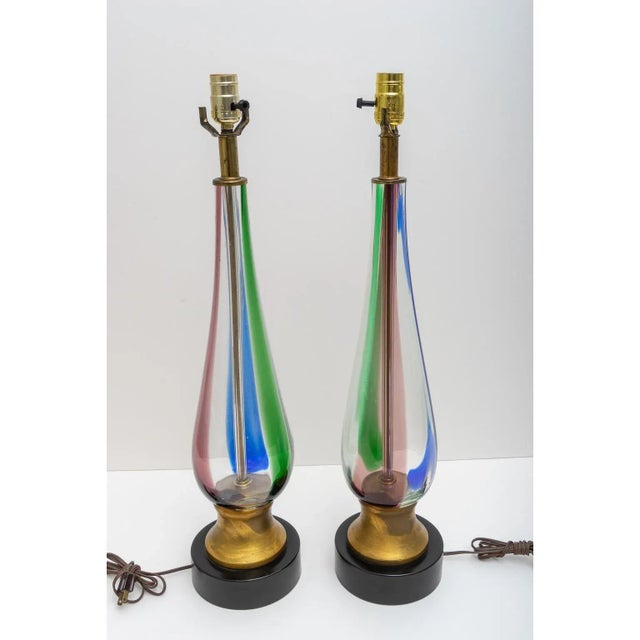Metal Seguso Murano Marbro Lamps- A Pair For Sale - Image 7 of 9