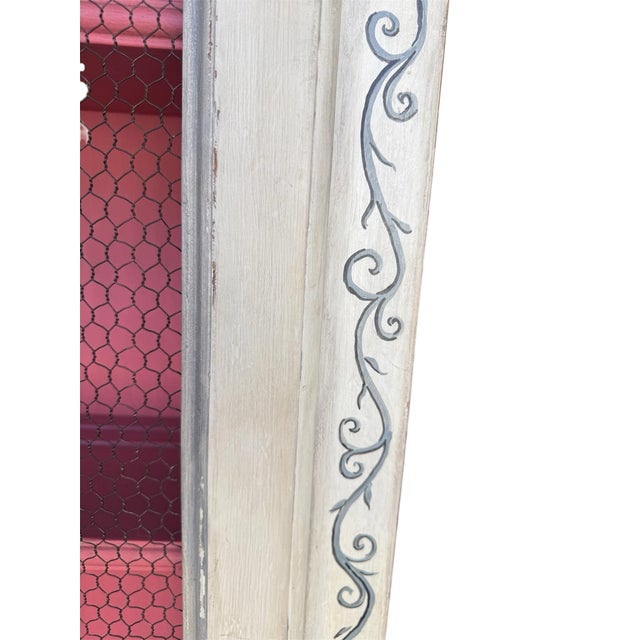 Vintage Pink Dragon Painted Caninet Folk Art For Sale - Image 4 of 12