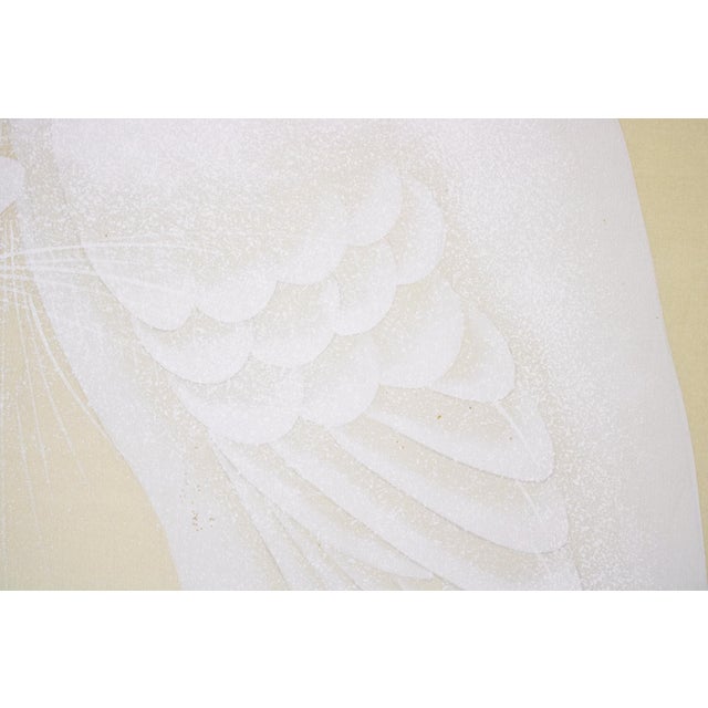 C. 1970s Japanese Style Monochrome Silk Screen "Egrets and Moon" For Sale - Image 11 of 17