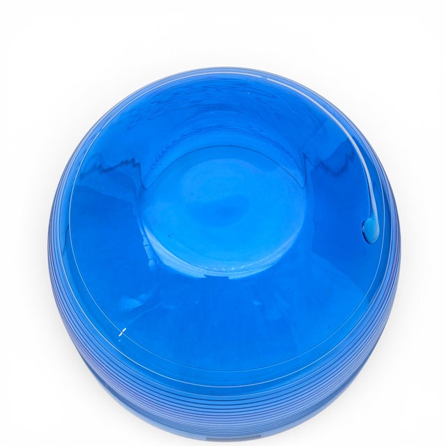 Villeroy & Boch Conga White Swirl Cobalt Crystal Centerpiece Bowl 8.75" For Sale - Image 9 of 12