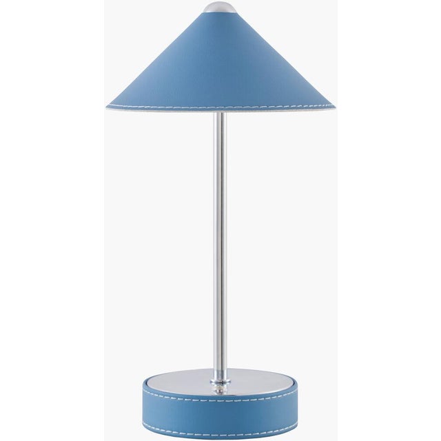 Mid-Century Modern Nomelle Accent Table Lamp Brushed Blue For Sale - Image 3 of 3