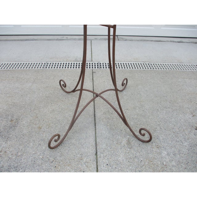 Tall Vintage Wrought Iron Metal and Wicker Rattan Plant Stand or Jardiniere For Sale - Image 10 of 13