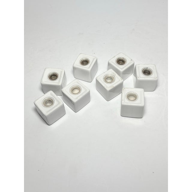 2010s Contemporary Crate & Barrel White Porcelain Mini Cube Dice Salt & Pepper Shakers - Set of 8 For Sale - Image 5 of 5
