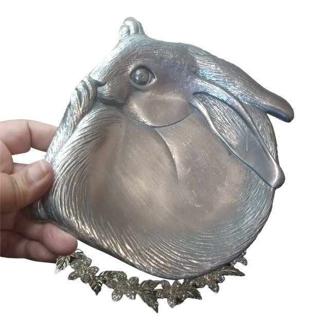 Gorgeous Arthur Court 1988 Pewter Bunny Plate For Sale