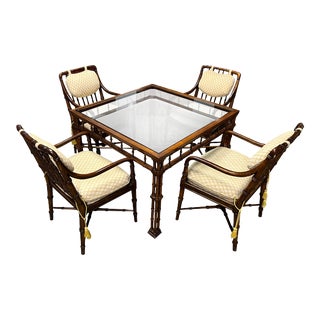 Vintage Faux Bamboo Dining Table and Chairs by Bernhardt For Sale