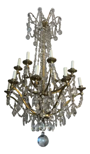 Late-19th Century English Crystal and Gilt Bronze Chandelier