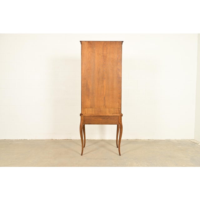 Baker Furniture French Provincial Louis XV Carved Oak Secretary Desk With Bookcase Hutch, Circa 1960s For Sale - Image 16 of 17