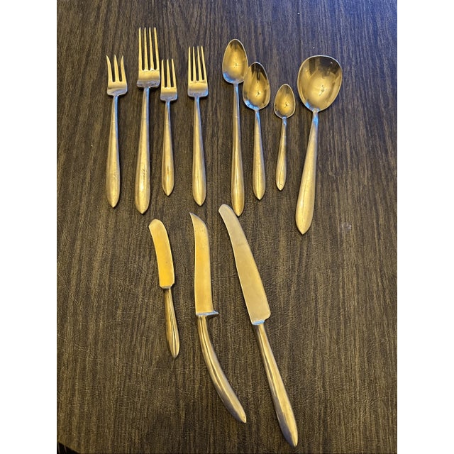 Vintage Tony’s Gems Plated Brass 150 Pieces 12 Person Flatware Set For Sale - Image 10 of 13