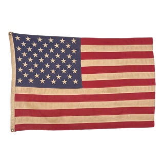 Vintage Cotton American Flag With Sewn Stars For Sale