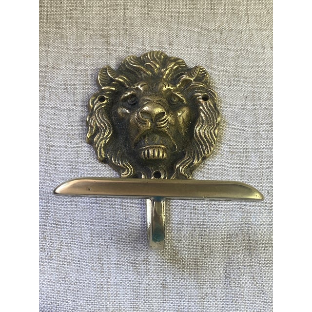 Vintage Brass Lion Head Coat Hooks, 1940s, Set of 2 For Sale - Image 12 of 15