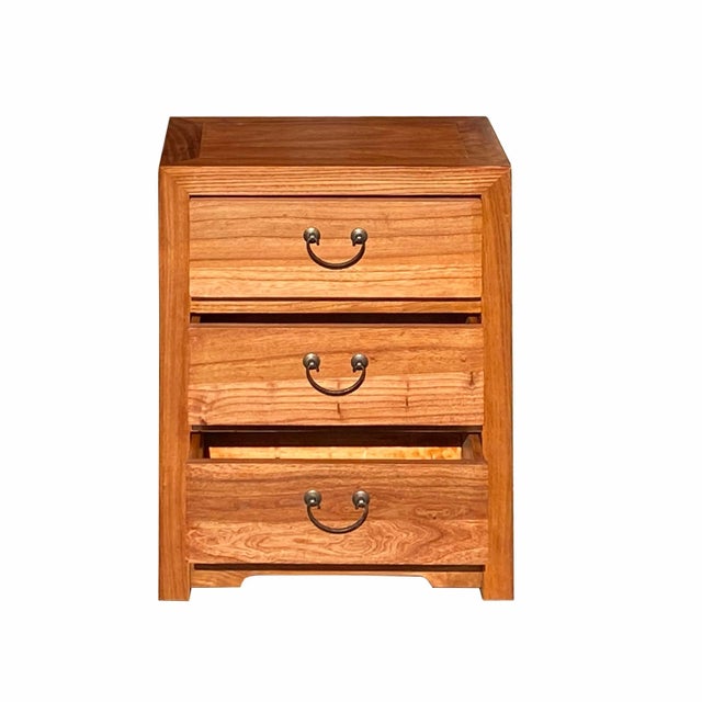 Oriental Brown Stain 3 Drawers End Table Nightstand Cabinet For Sale In San Francisco - Image 6 of 7