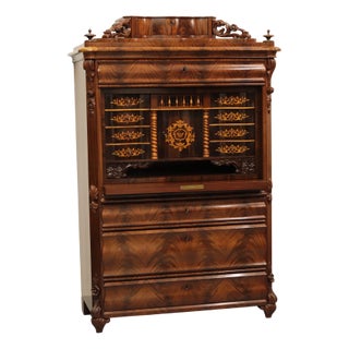 Biedermeier Secretaire Desk in Flamed Mahogany For Sale