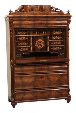 Biedermeier Secretaire Desk in Flamed Mahogany