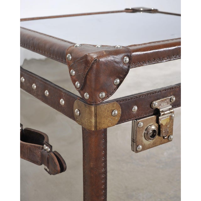 Chrome Timothy Oulton Steel and Leather London Steamer Hat Trunk For Sale - Image 8 of 18