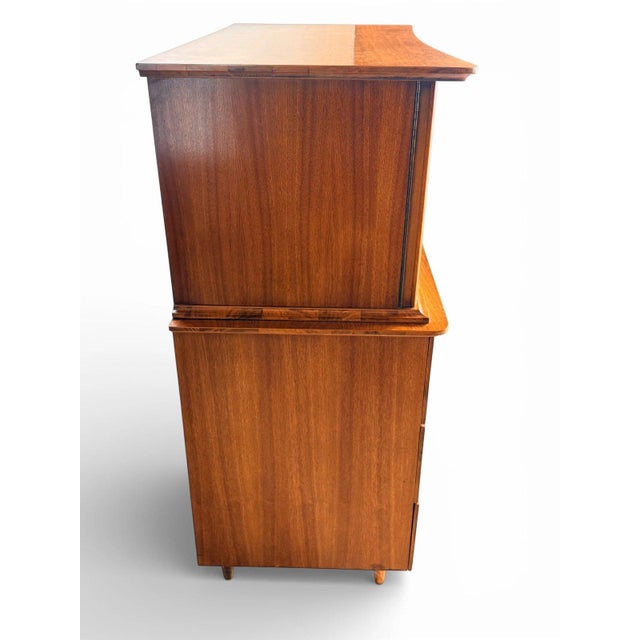 Young Manufacturing Mid Century Walnut Highboy Dresser, Attributed For Sale - Image 13 of 13