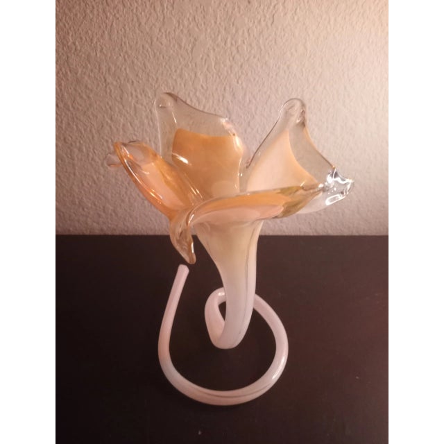 Italian 1970s Murano Style Glass Italy Flower Vase For Sale - Image 3 of 6