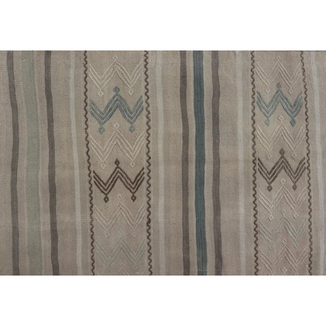 Vintage Turkish Flat-Weave Muted Colored Kilim in Taupe, Brown and Light Blue For Sale In Atlanta - Image 6 of 12