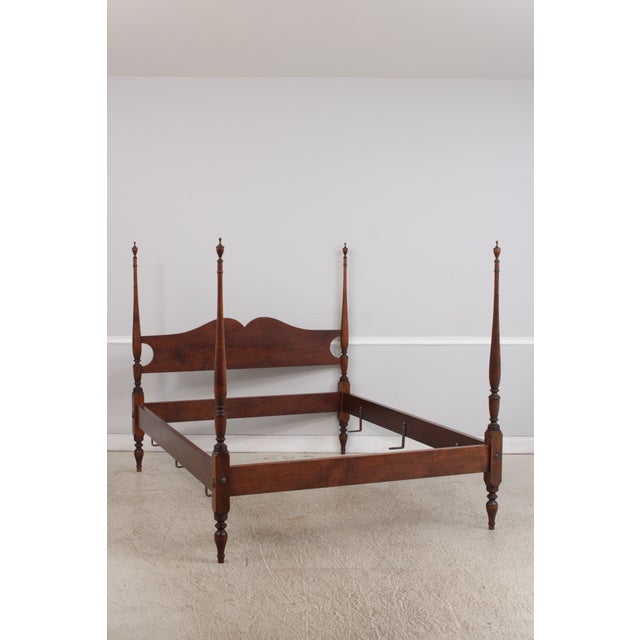 Traditional Bench Made Custom Cherry Queen Size Country Poster Bed For Sale - Image 3 of 17