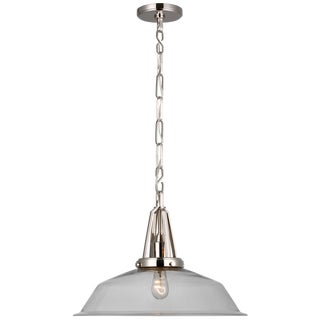 Chapman & Myers for Visual Comfort Signature Layton 20" Pendant in Polished Nickel with Clear Glass For Sale