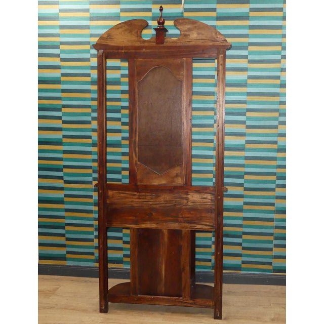 Antique Art Nouveau Mahogany Wardrobe with Beveled Mirror, Chest of Drawers, and Umbrella Stand, 1920s For Sale - Image 13 of 18