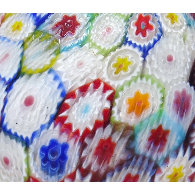 Glass Fratelli Toso Murano Vintage Millefiori Mosaic Italian Art Glass Ball Shaped Flower Bud Vase For Sale - Image 7 of 9