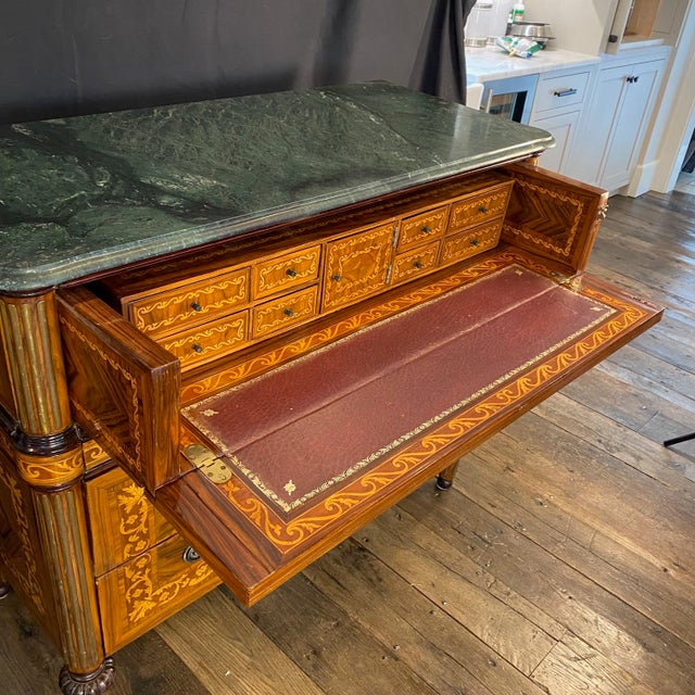 Italian Marquetry Marble Top Commode Secretary Desk For Sale In Portland, ME - Image 6 of 12
