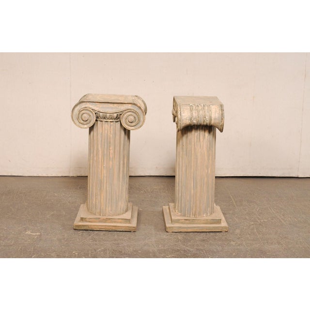 Wood Mid 20th Century French Ionic Column Pedestal Accent Tables - A Pair For Sale - Image 7 of 12