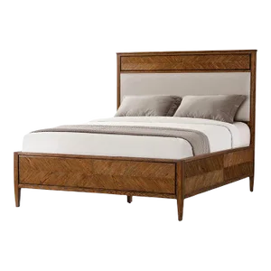 Parquetry Queen Bed - Dark Oak