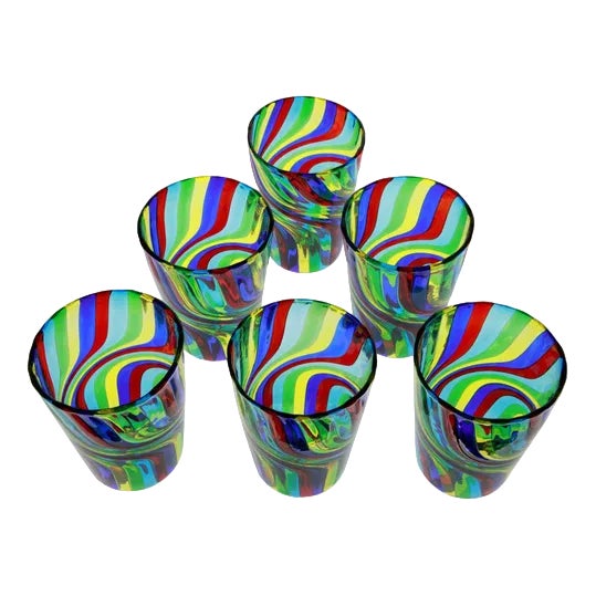 Murano Art Glass Tumblers by Silvio Piattelli, Set of 6 For Sale